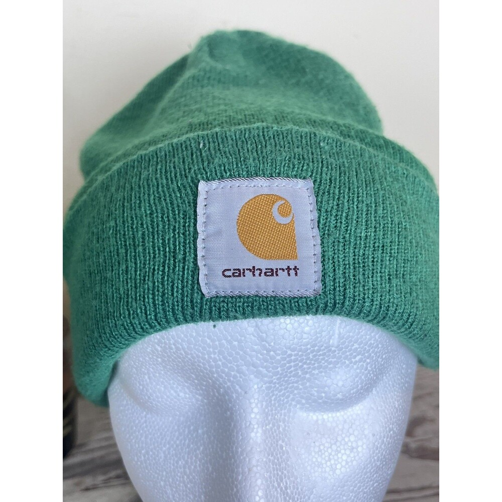 Carhartt Green Cuffed Beanie Logo Cap Winter Hat One Size Men's / Unisex Gear